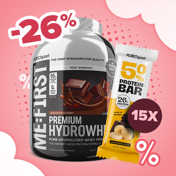 Premium Hydrowhey, 2270 g + 15x Polleo Sport 50% Protein Bar, 50 g GRATIS